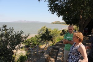 Kathleen and Rich admiring the view of Lake Managua and several Volcanoes in the distance